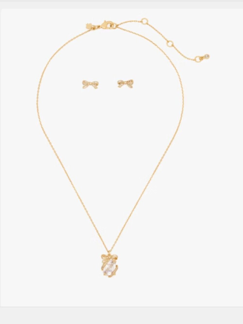 NIB Kate Spade Pave Present Pendant and Studs Boxed Set - Picture 4 of 9